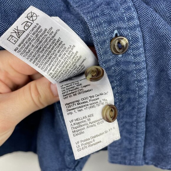 North Face | Women's Blue Twill Long Sleeve Button Up Shirt Medium - Picture 6 of 7